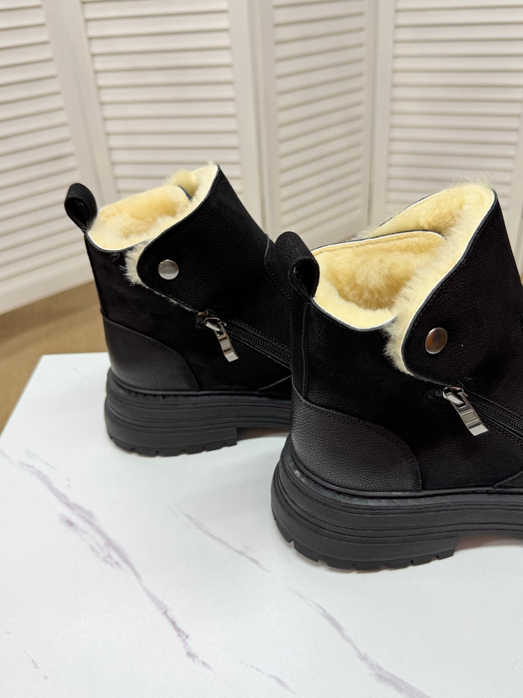 UGG Black Exposed-Shearling Ankle Boots