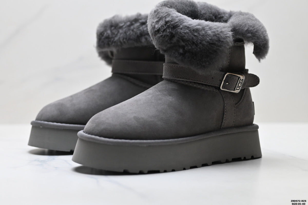 UGG Classic Mini Heritage Fluff Buckle Boots