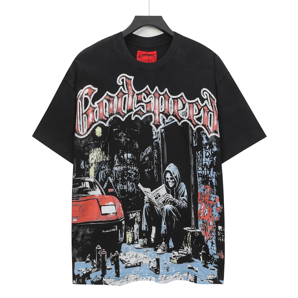 Godspeed Washed Black Reaper Car Graphic T-Shirt