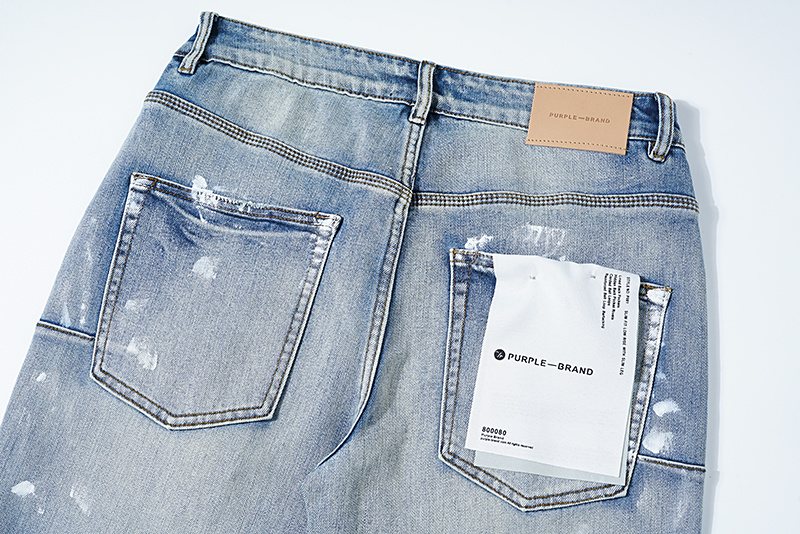 Purple Brand Light Blue Paint-Splatter Distressed Jeans
