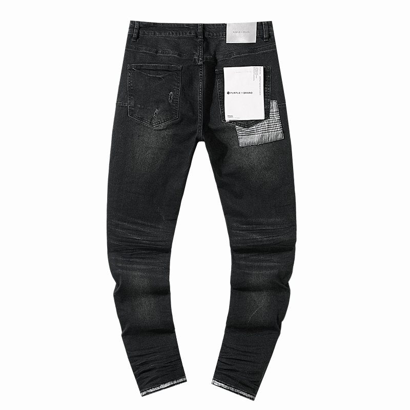Purple Brand Black Distressed Tapered Jeans