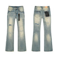 Purple Brand Light Blue Distressed Flared Jeans