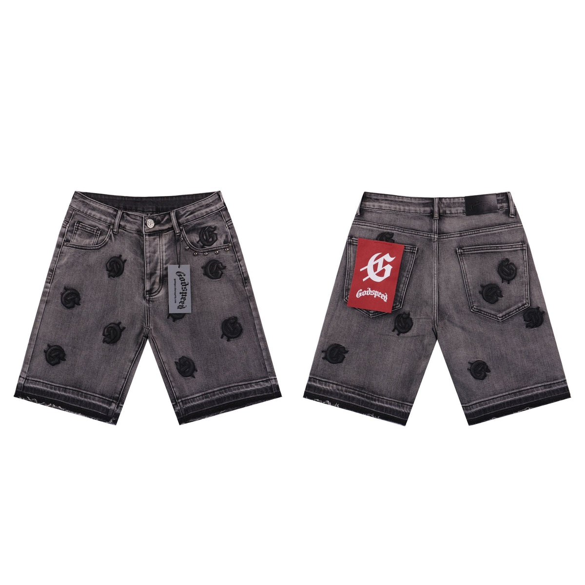 Godspeed Embroidered Denim Shorts