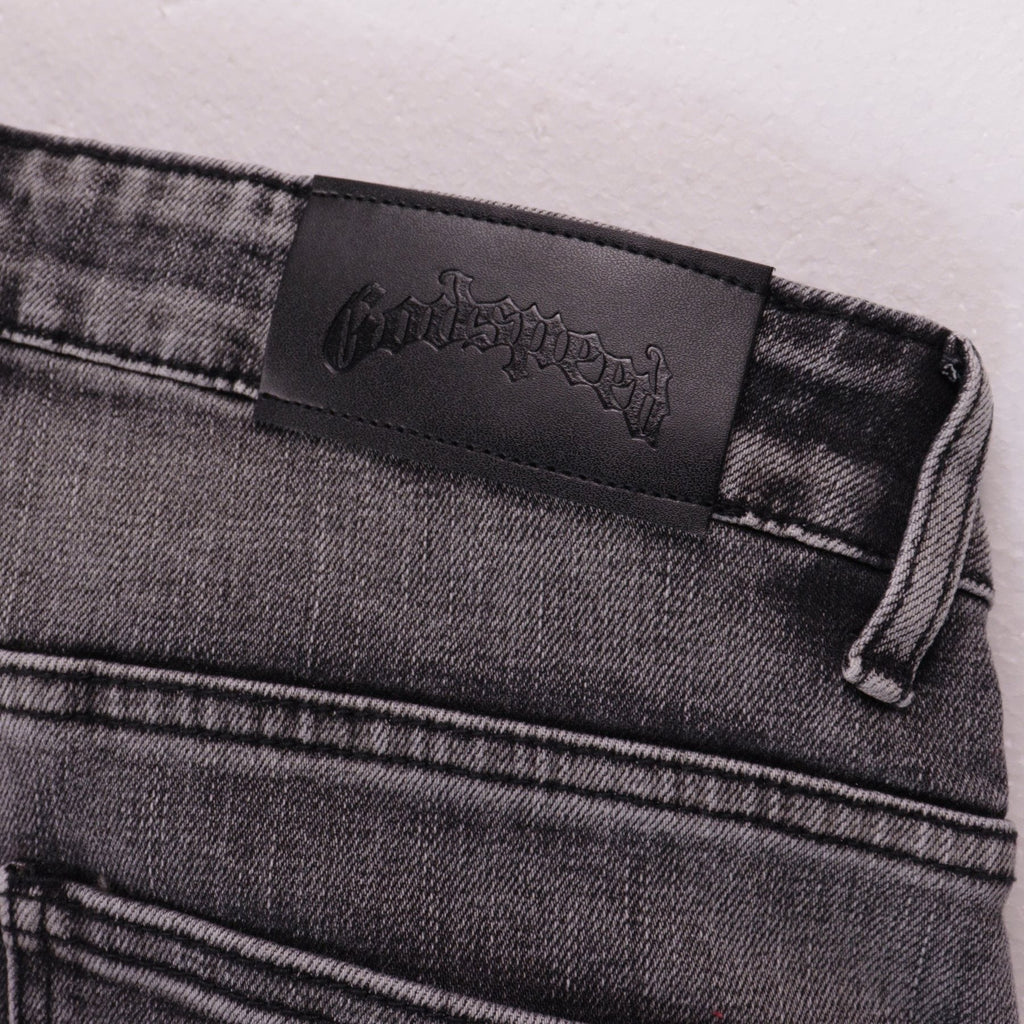 Godspeed Embroidered Denim Shorts