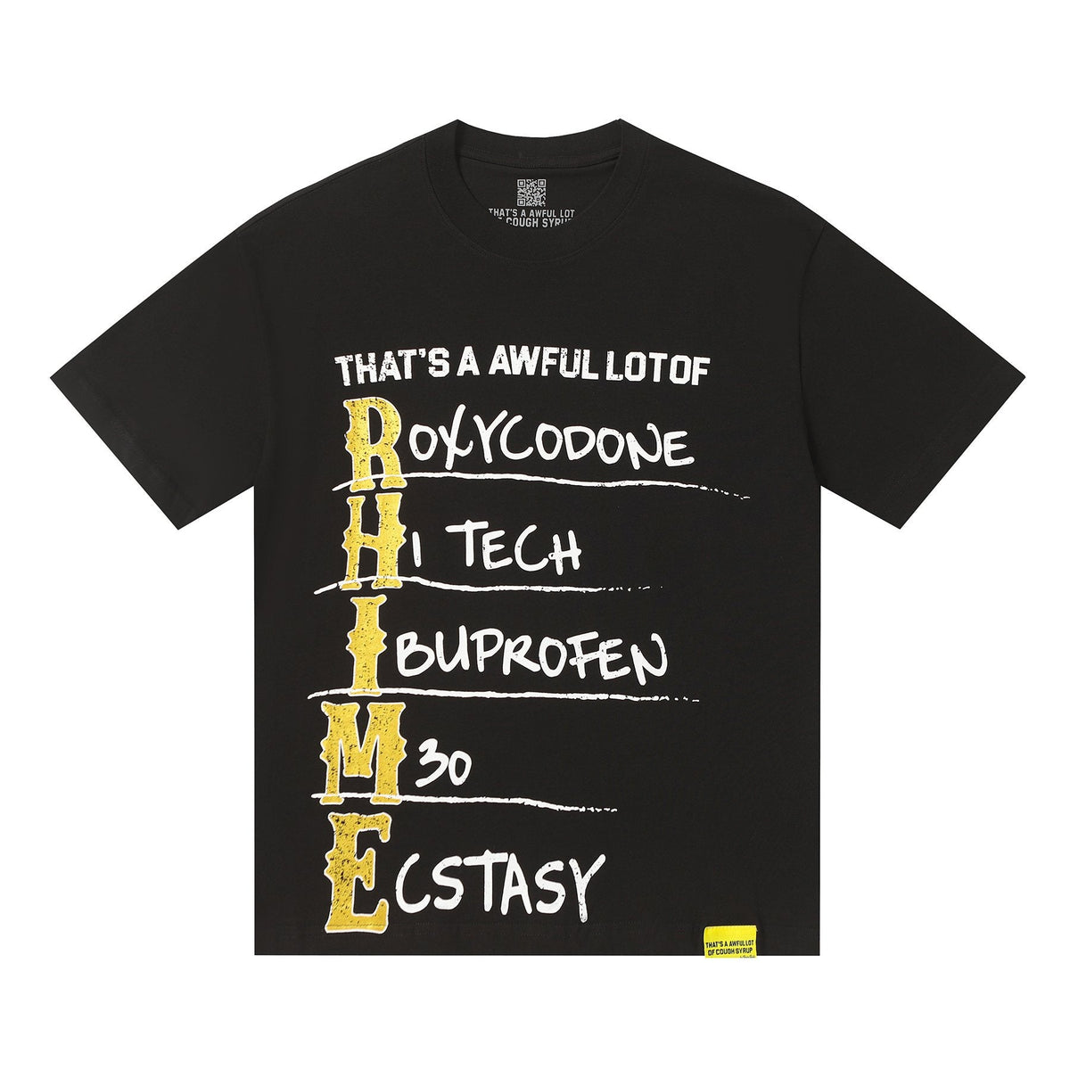 THAT'S A AWFUL LOT OF COUGH SYRUP Black Front & Back Graphic Short-Sleeve T-Shirt