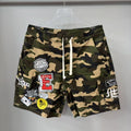 MIXED EMOTION Green Camouflage Embroidered Cargo Shorts