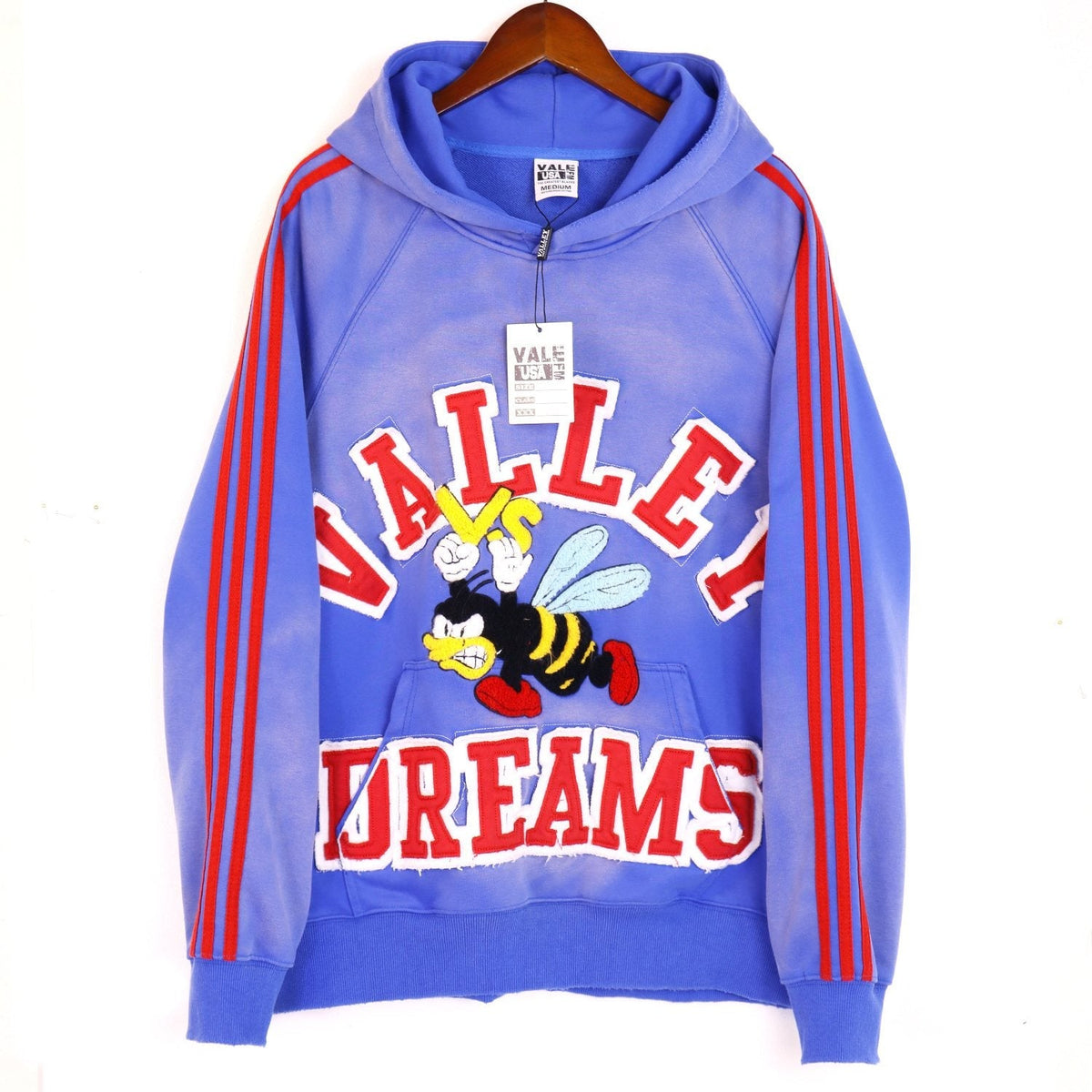 VALE USA Bee Embroidered Striped Hoodie & Sweatpants Set