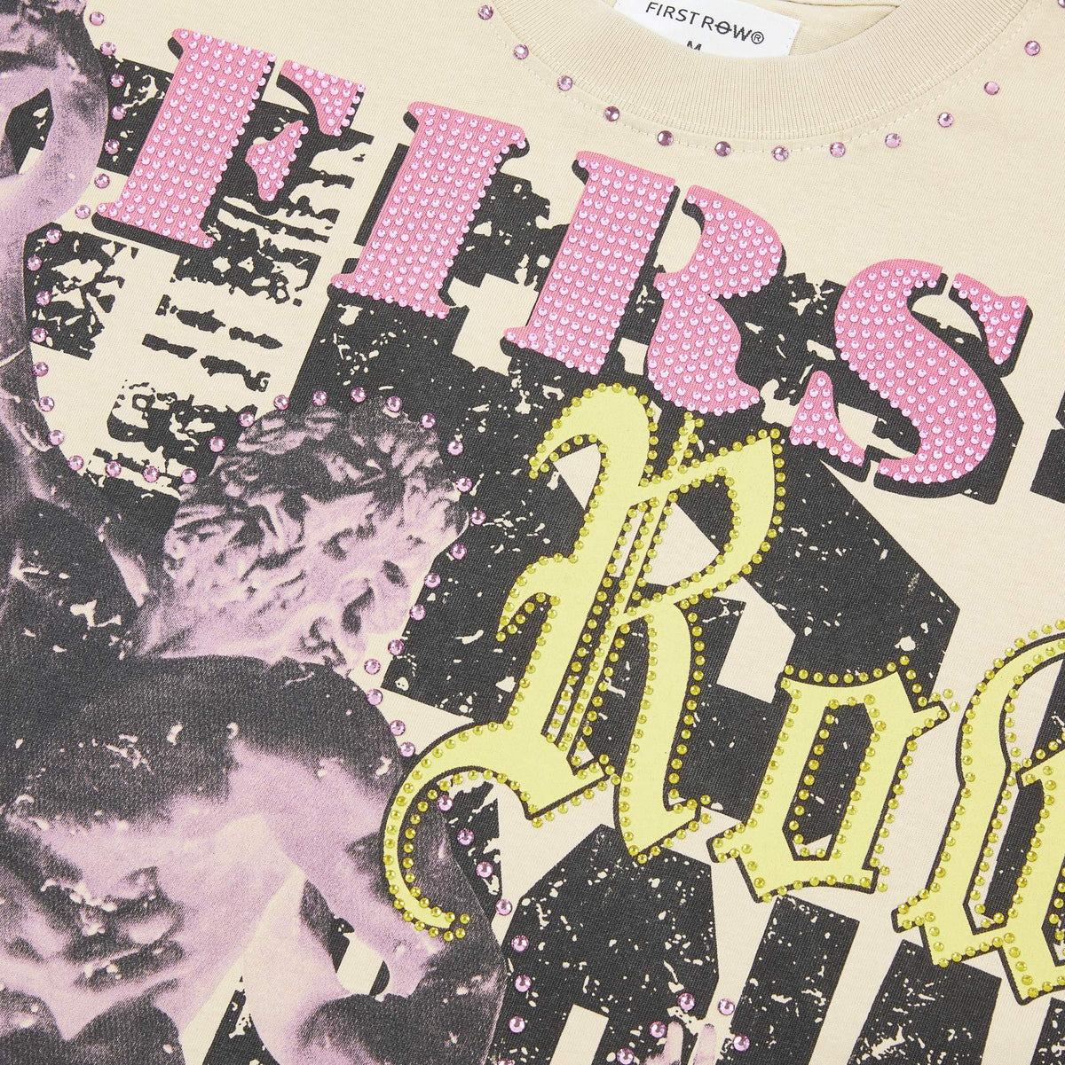 FIRST ROW Heavenly Bodies Rhinestone Crop T-Shirt