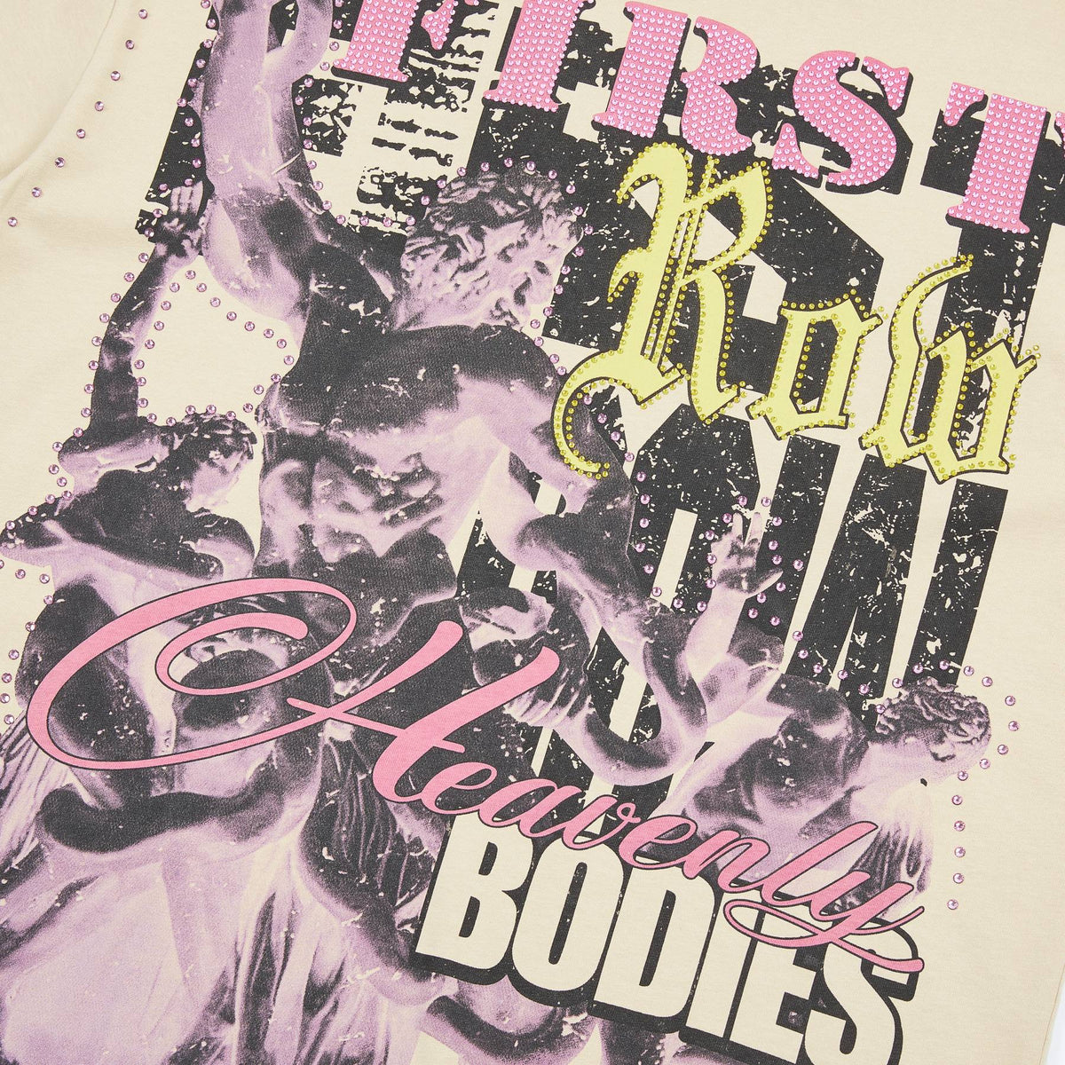 FIRST ROW Heavenly Bodies Rhinestone Crop T-Shirt