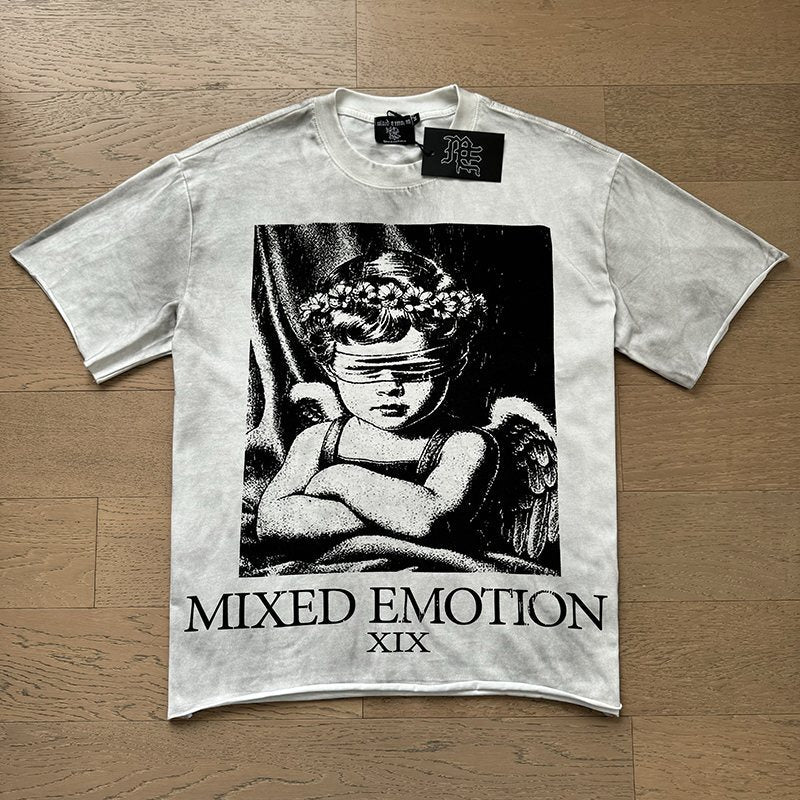 MIXED EMOTION Angel Back-Print Short-Sleeve T-Shirt