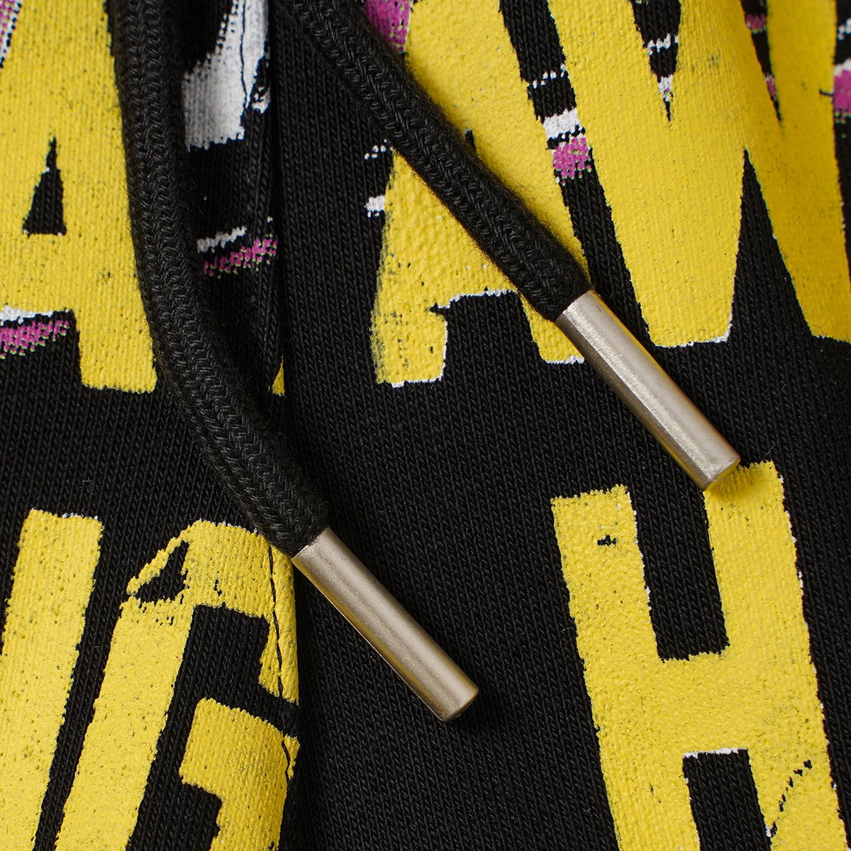 THAT'S A AWFUL LOT OF COUGH SYRUP Black Graphic Drawstring Shorts