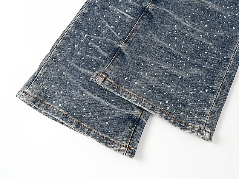Purple Brand Rhinestone Distressed Flared Jeans