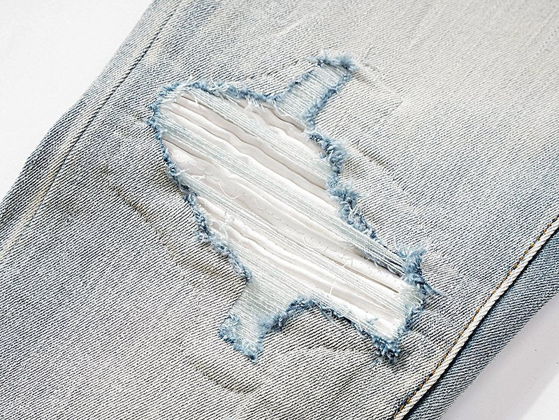 AMIRI Light Blue Distressed Ripped Knee Jeans