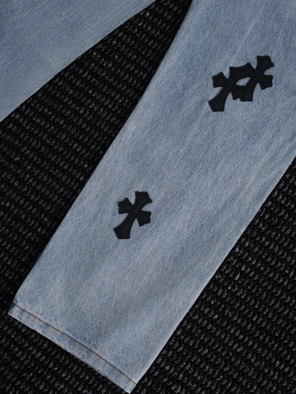 Chrome Hearts Light Blue Cross Patch Jeans