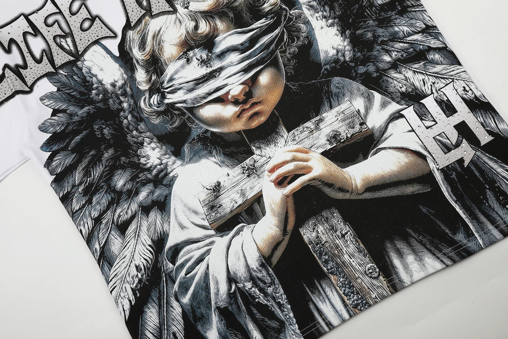 Life Hustlere Angel Graphic T-Shirt - White/Black