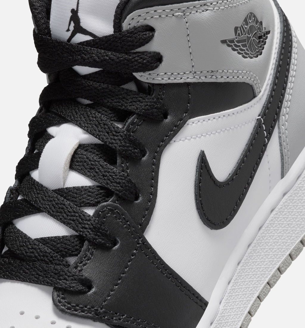 Air Jordan 1 Mid Big Kids' Lifestyle Shoes - White/Light Smoke Grey/Black