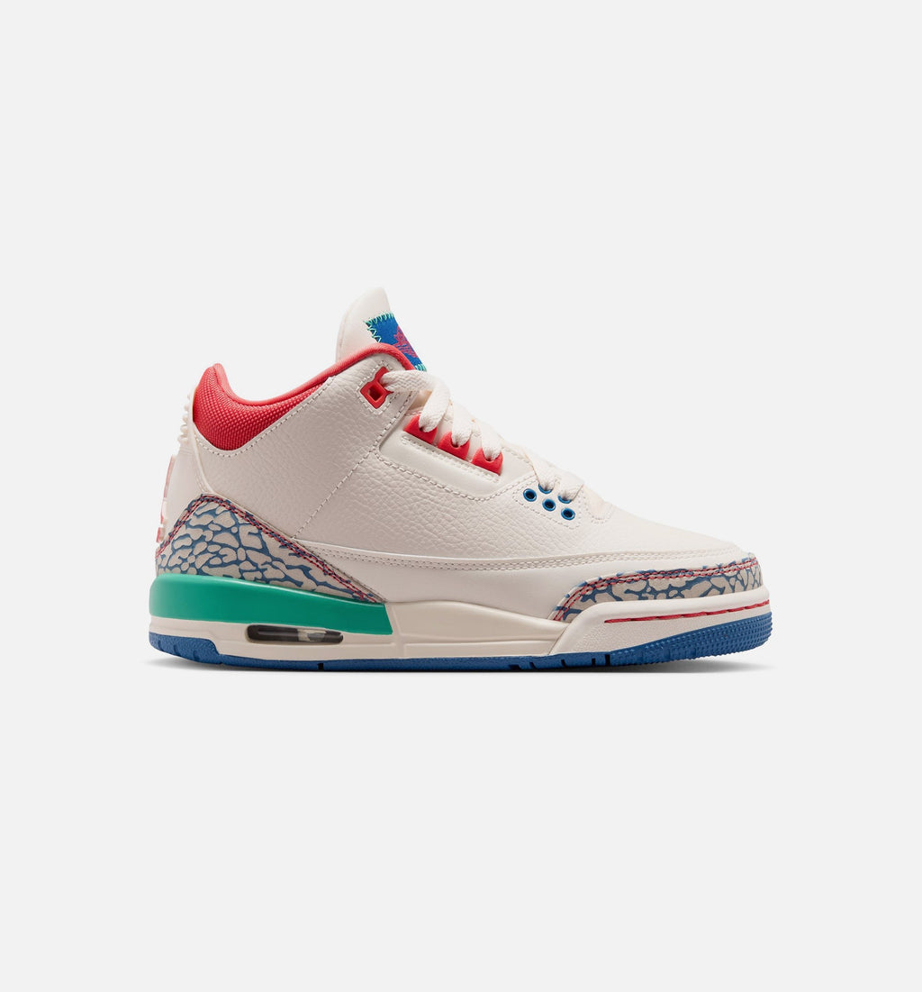 Air Jordan 3 Retro Play Your Way Youth Sneakers - Chalk/Track Red/True Blue/Kinetic Green