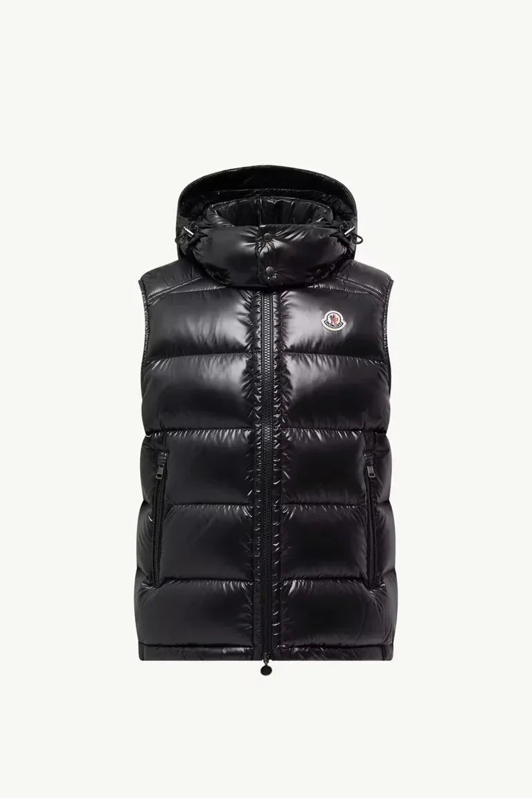 Moncler Hooded Down Vest in Black