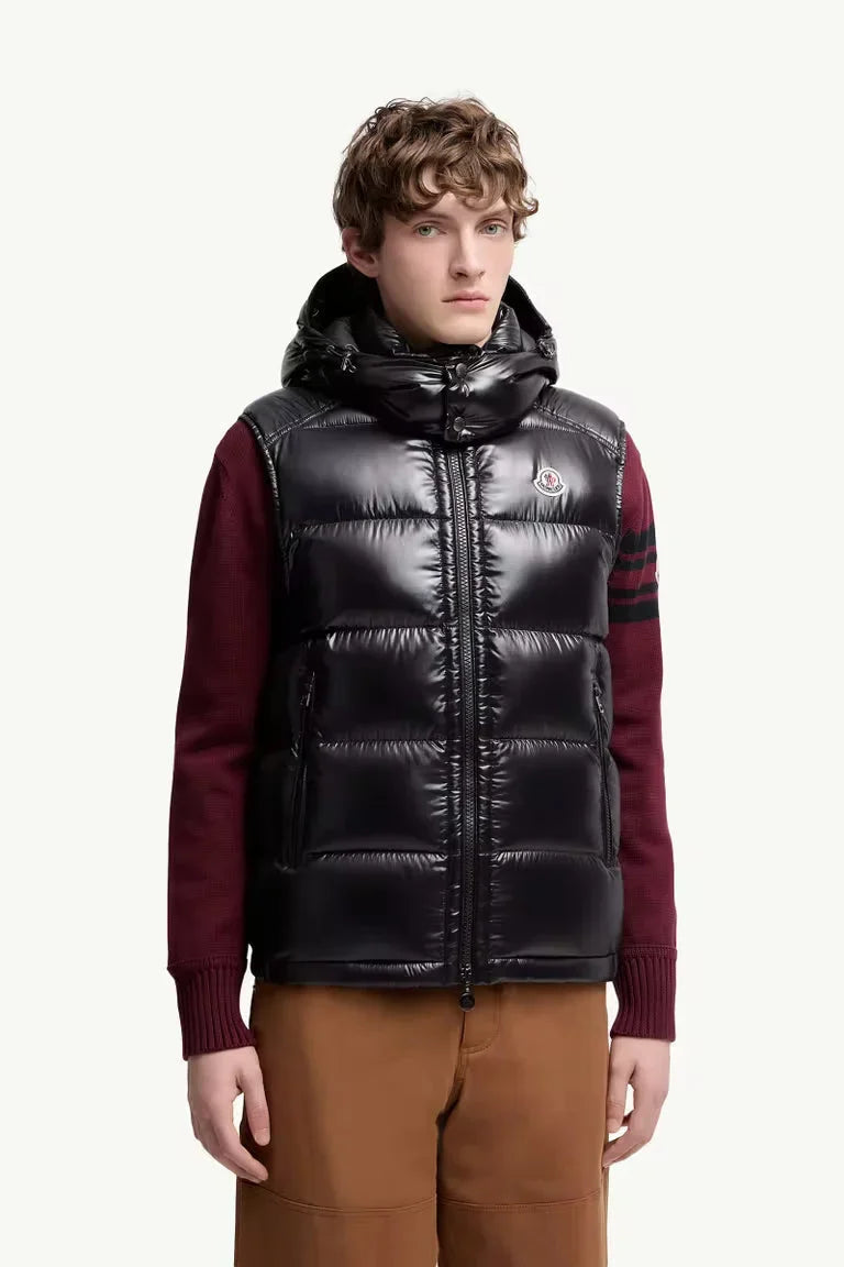 Moncler Hooded Down Vest in Black