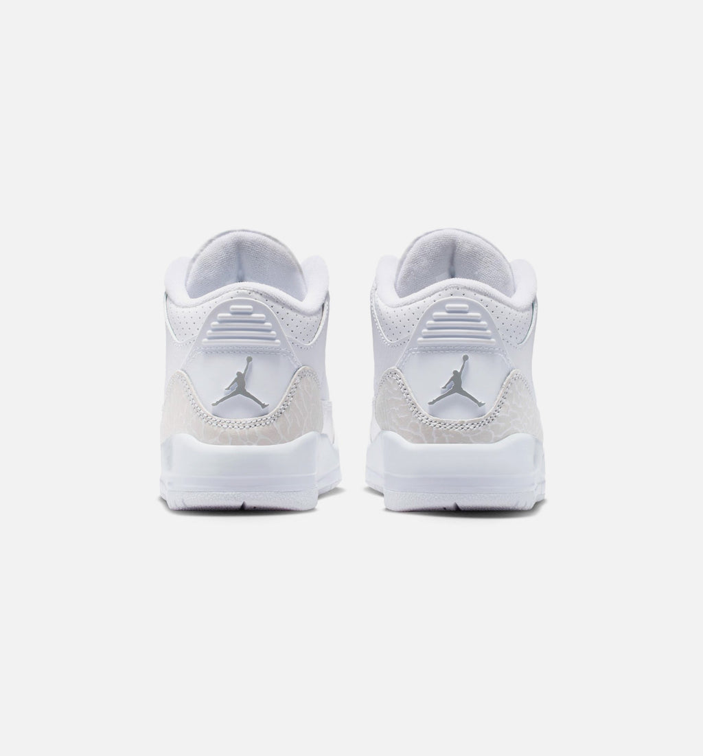 Air Jordan 3 Retro White and Silver Preschool Lifestyle Shoe – White/Metallic Silver