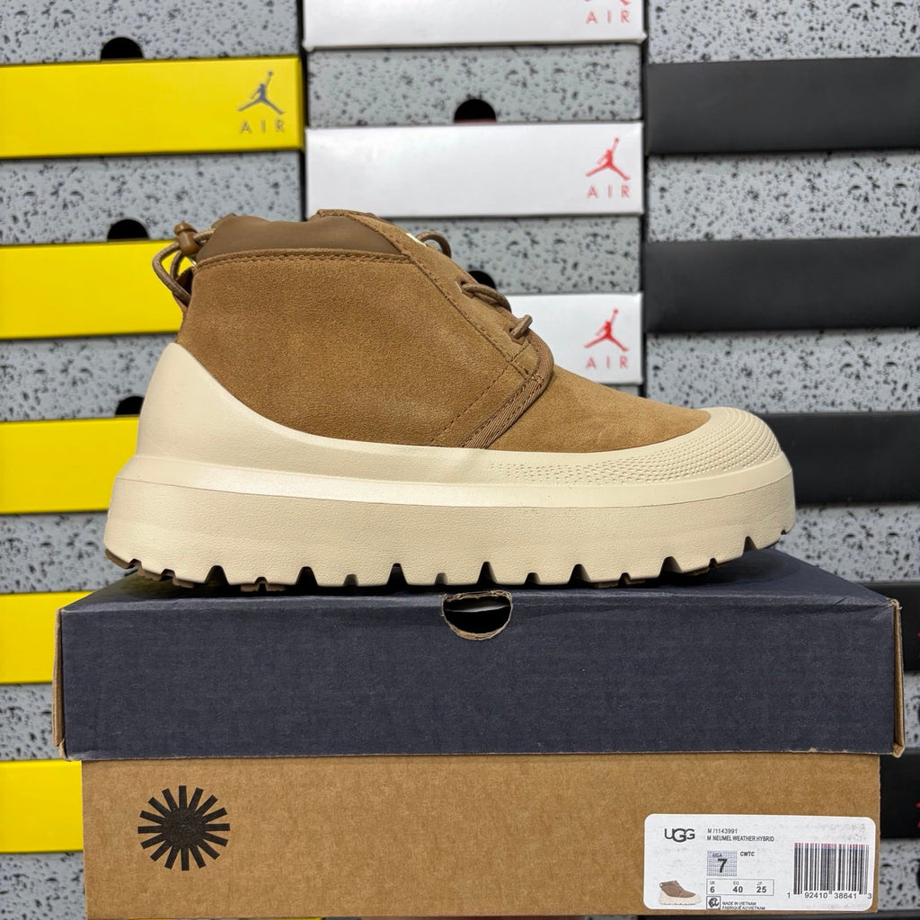 UGG Neumel Weather Hybrid Men's Chukka Boot – Waterproof Suede Boot with UGGplush Lining, Lace-Up Closure & Cream Chunky Platform Outsole in Chestnut