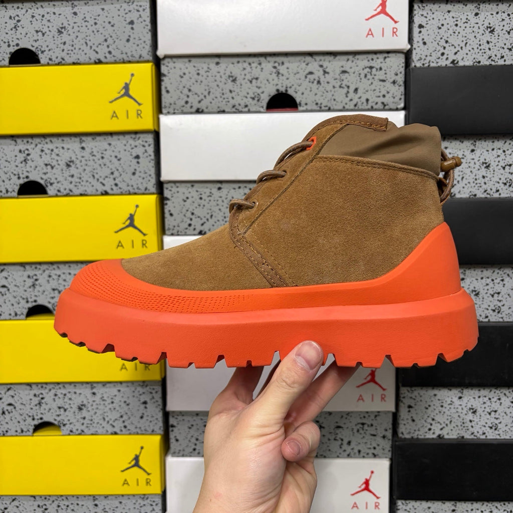 UGG Lace-Up Hiker Chukka Boot – Suede Boot with Orange Lug Sole, Drawstring Collar & UGG Diamond Heel in Tan