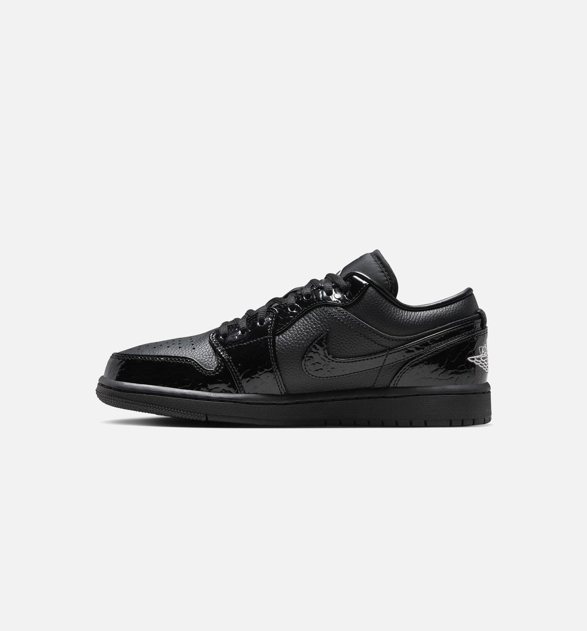 Air Jordan 1 Low Patent Elephant Women's Shoes - Black/White/Silver