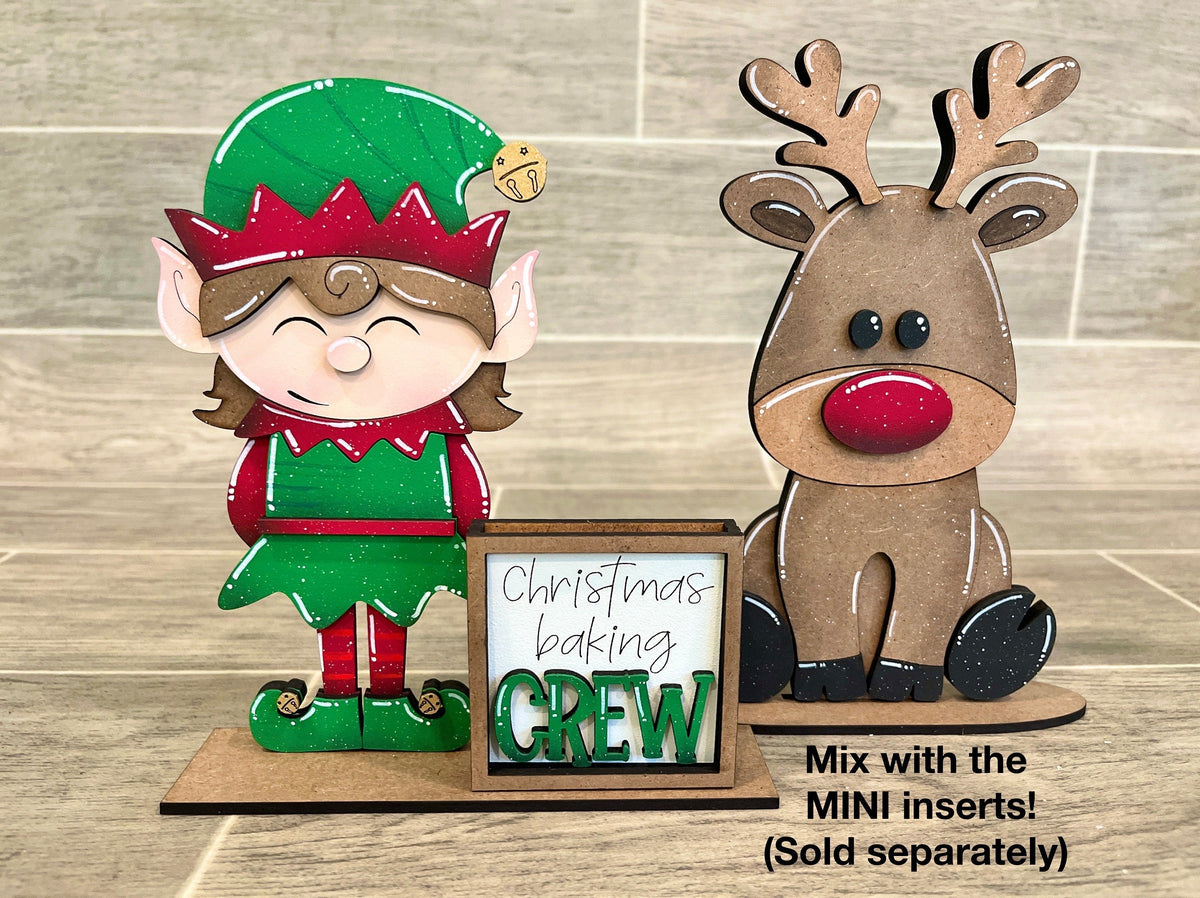 MINI Standing Christmas Squad Interchangeable Leaning Sign File SVG, Countdown, Glowforge Santa, Rudolph,Elf, Holiday, LuckyHeartDesignsCo