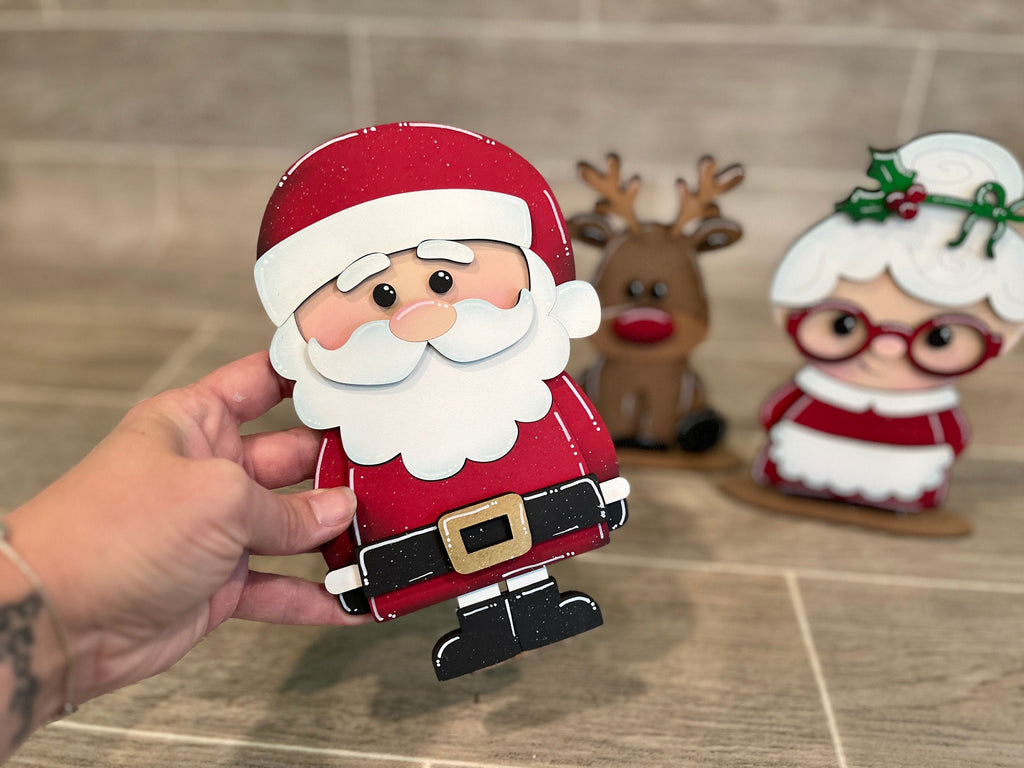 MINI Standing Christmas Squad Interchangeable Leaning Sign File SVG, Countdown, Glowforge Santa, Rudolph,Elf, Holiday, LuckyHeartDesignsCo