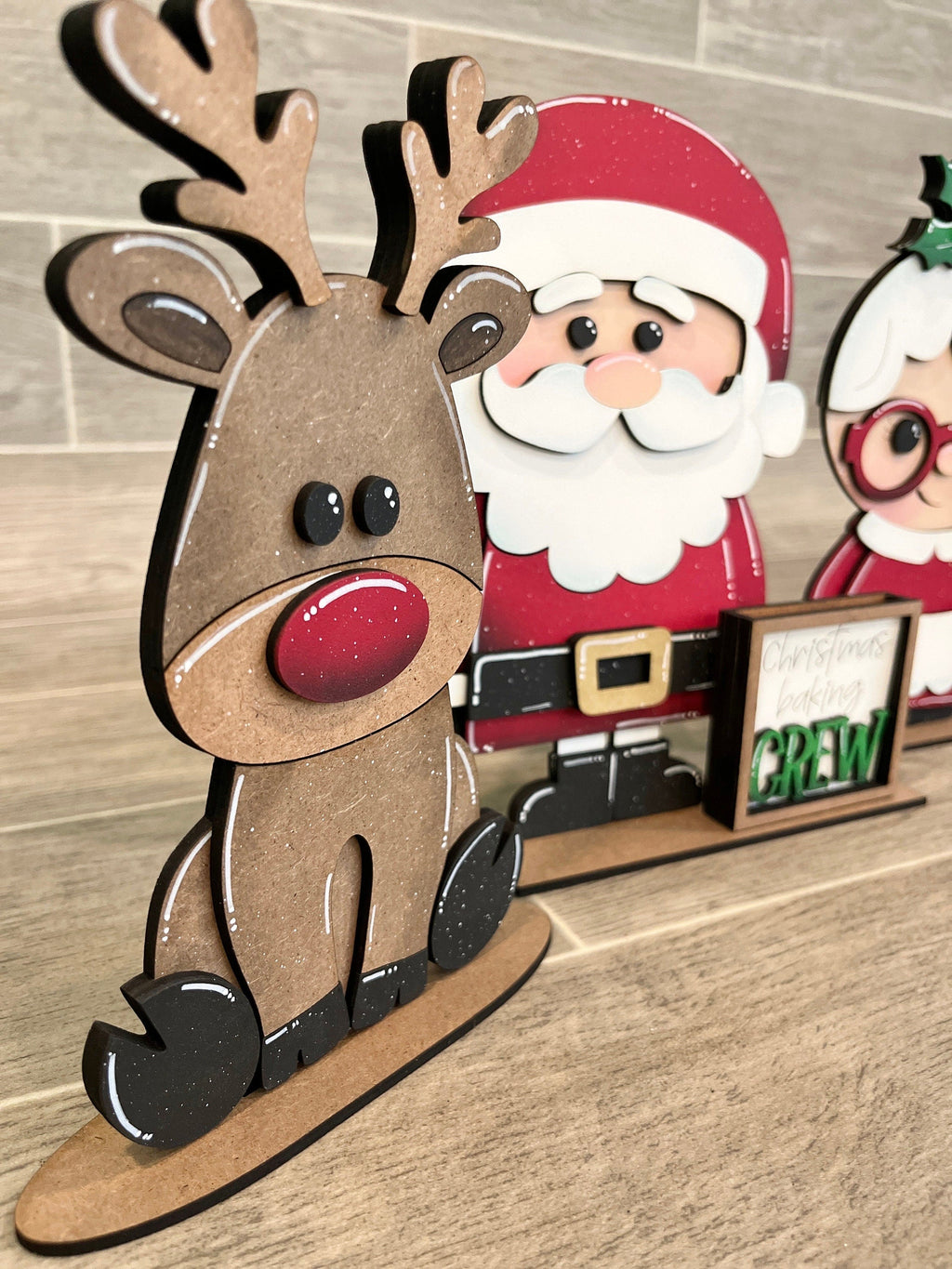 MINI Standing Christmas Squad Interchangeable Leaning Sign File SVG, Countdown, Glowforge Santa, Rudolph,Elf, Holiday, LuckyHeartDesignsCo