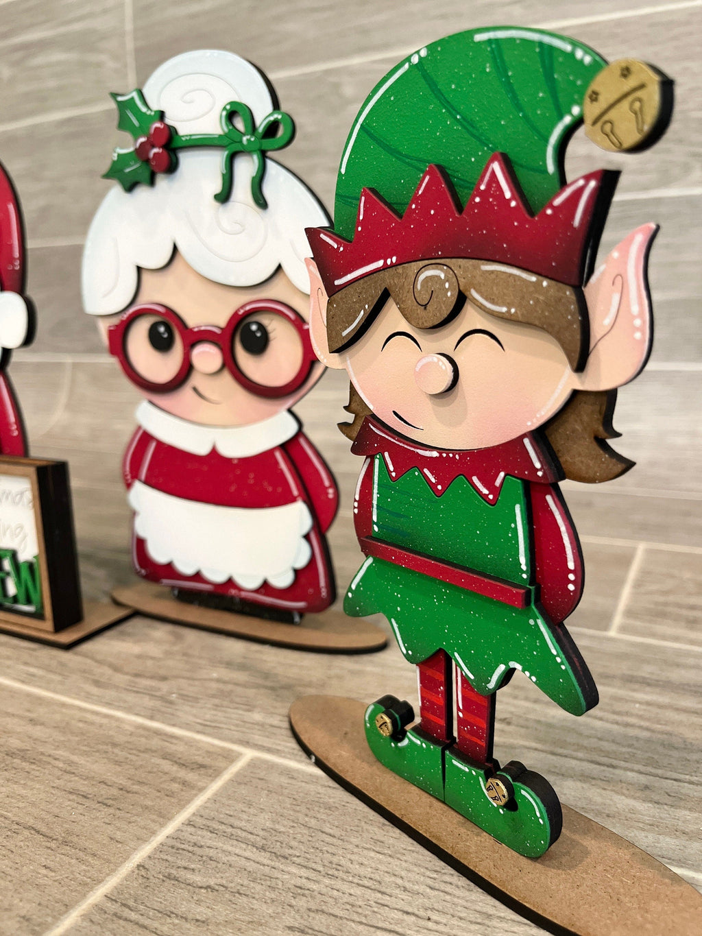MINI Standing Christmas Squad Interchangeable Leaning Sign File SVG, Countdown, Glowforge Santa, Rudolph,Elf, Holiday, LuckyHeartDesignsCo