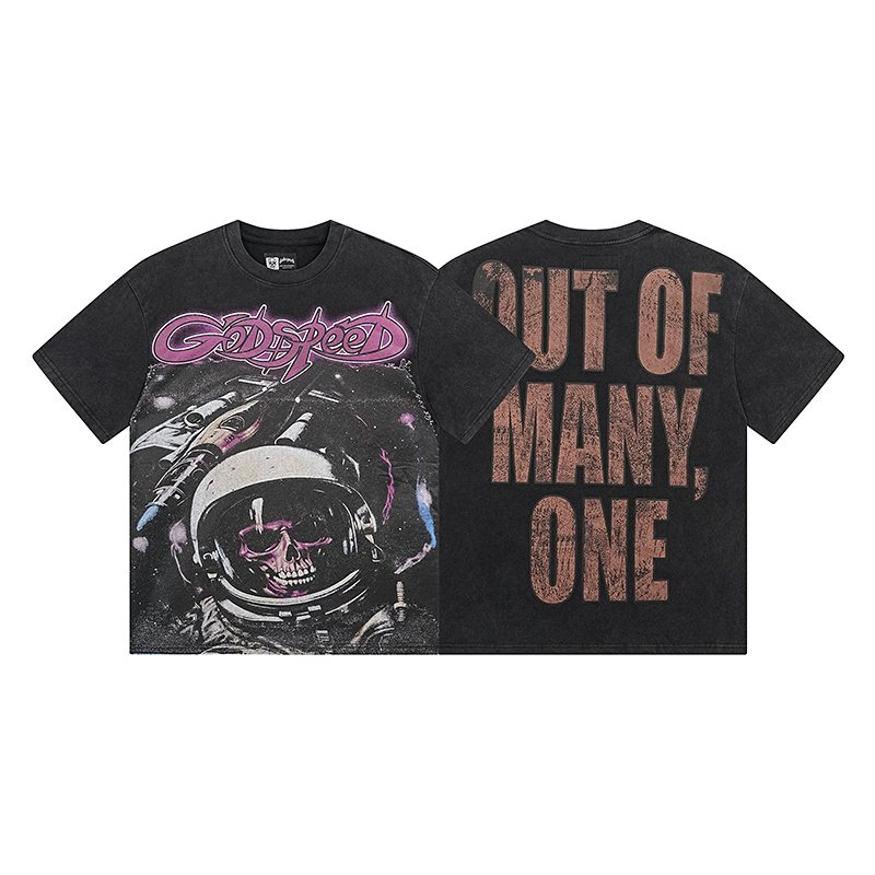 Godspeed Out of Many One Astronaut Skull Graphic T-Shirt