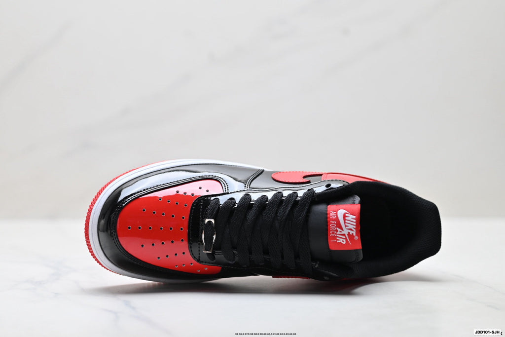 Nike Air Force 1 Low Black Red White Unisex Sneakers Style 01