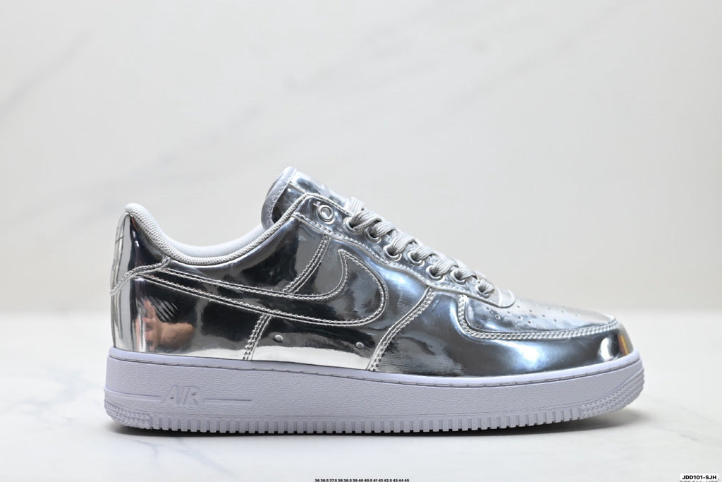 Nike Air Force 1 Low Metallic Silver Unisex Sneakers Style 16