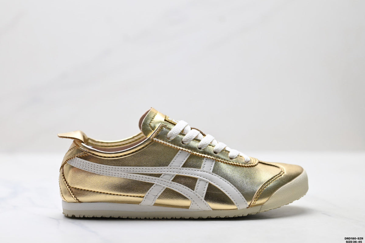 Onitsuka Tiger Retro Low Top Metallic Gold White Unisex Shoes Style 19