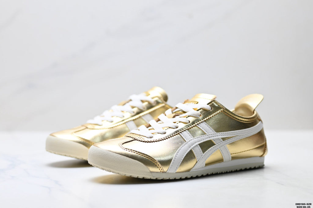 Onitsuka Tiger Retro Low Top Metallic Gold White Unisex Shoes Style 19