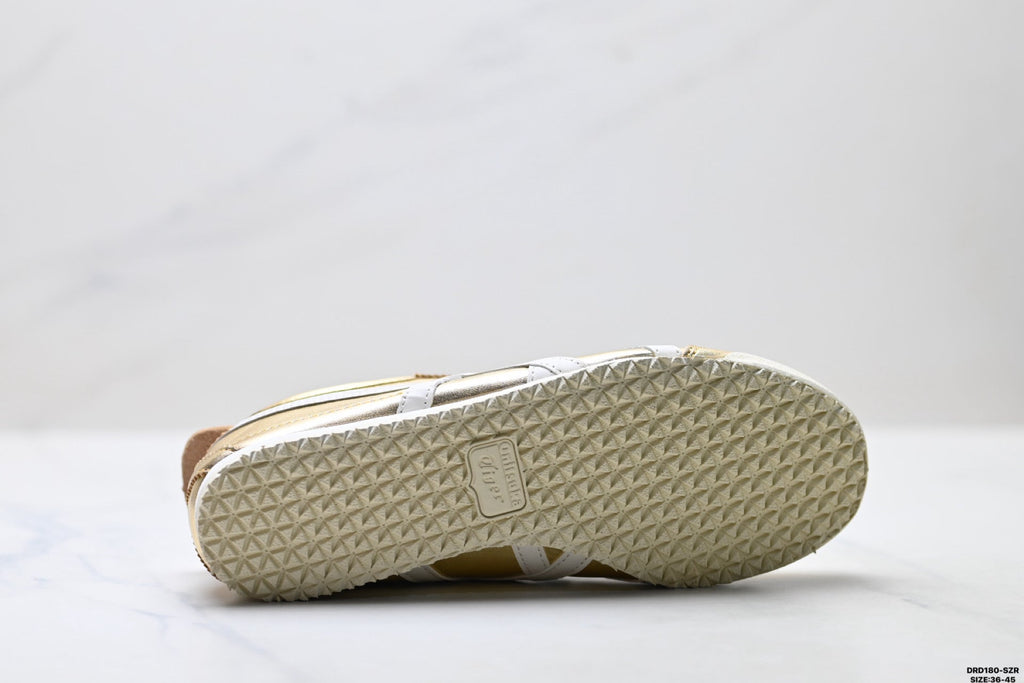 Onitsuka Tiger Retro Low Top Metallic Gold White Unisex Shoes Style 19