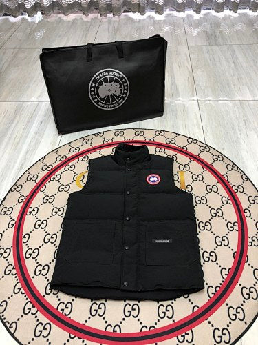 Canada Goose Puffer Vest in Black with Stand Collar and Logo Patch