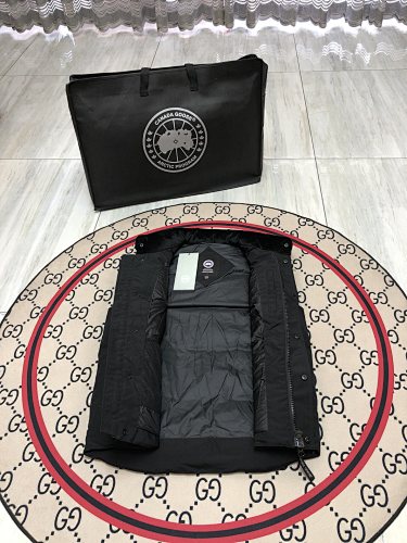 Canada Goose Puffer Vest in Black with Stand Collar and Logo Patch