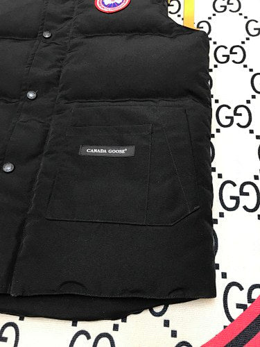 Canada Goose Puffer Vest in Black with Stand Collar and Logo Patch