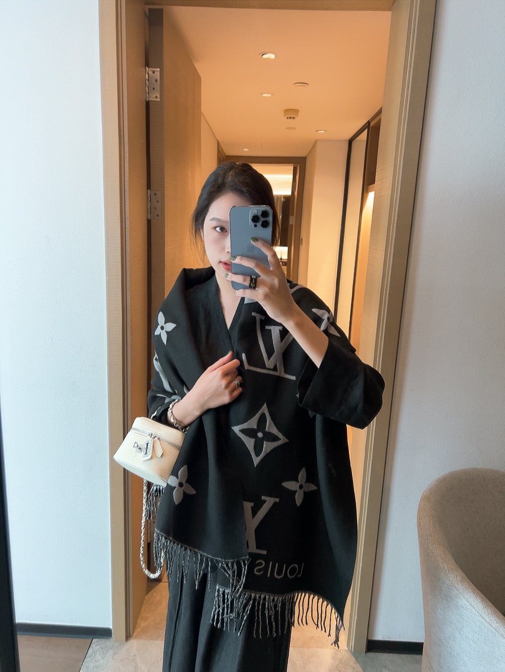 Louis Vuitton Floral Fringed Scarf