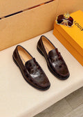 Louis Vuitton Dark Brown Textured Loafers - Rubber Outsole