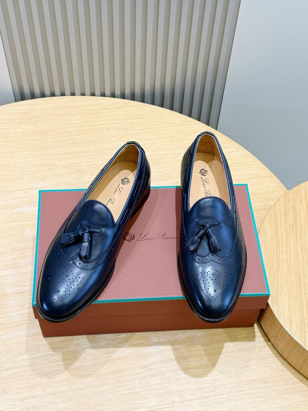 Loro Piana Navy Blue Tassel Loafers