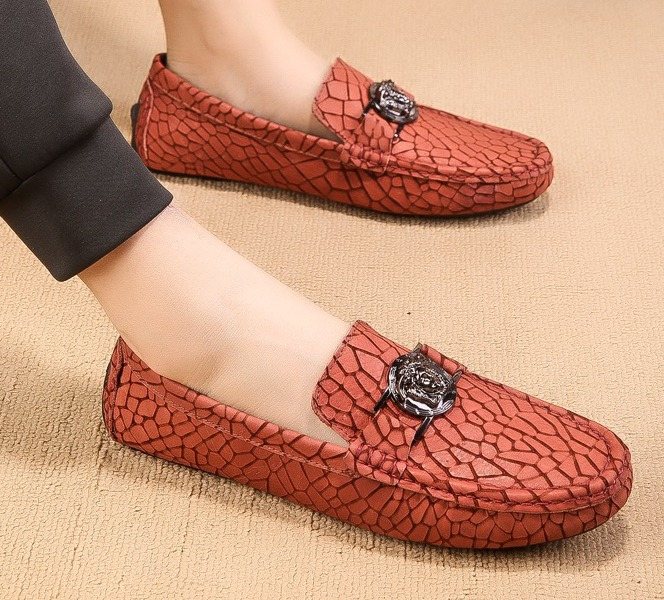 Versace Reddish Brown Patterned Loafers
