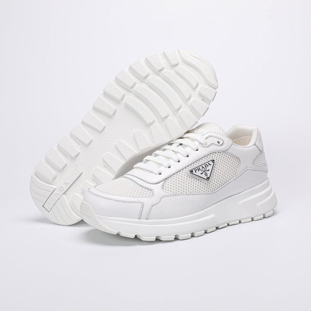 Prada White Leather Low-Top Sneakers