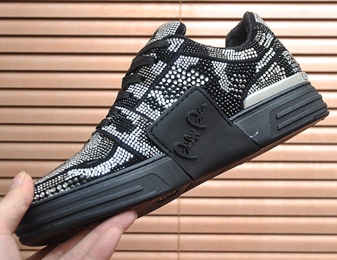 Philipp Plein Studded Black and Silver Sneakers