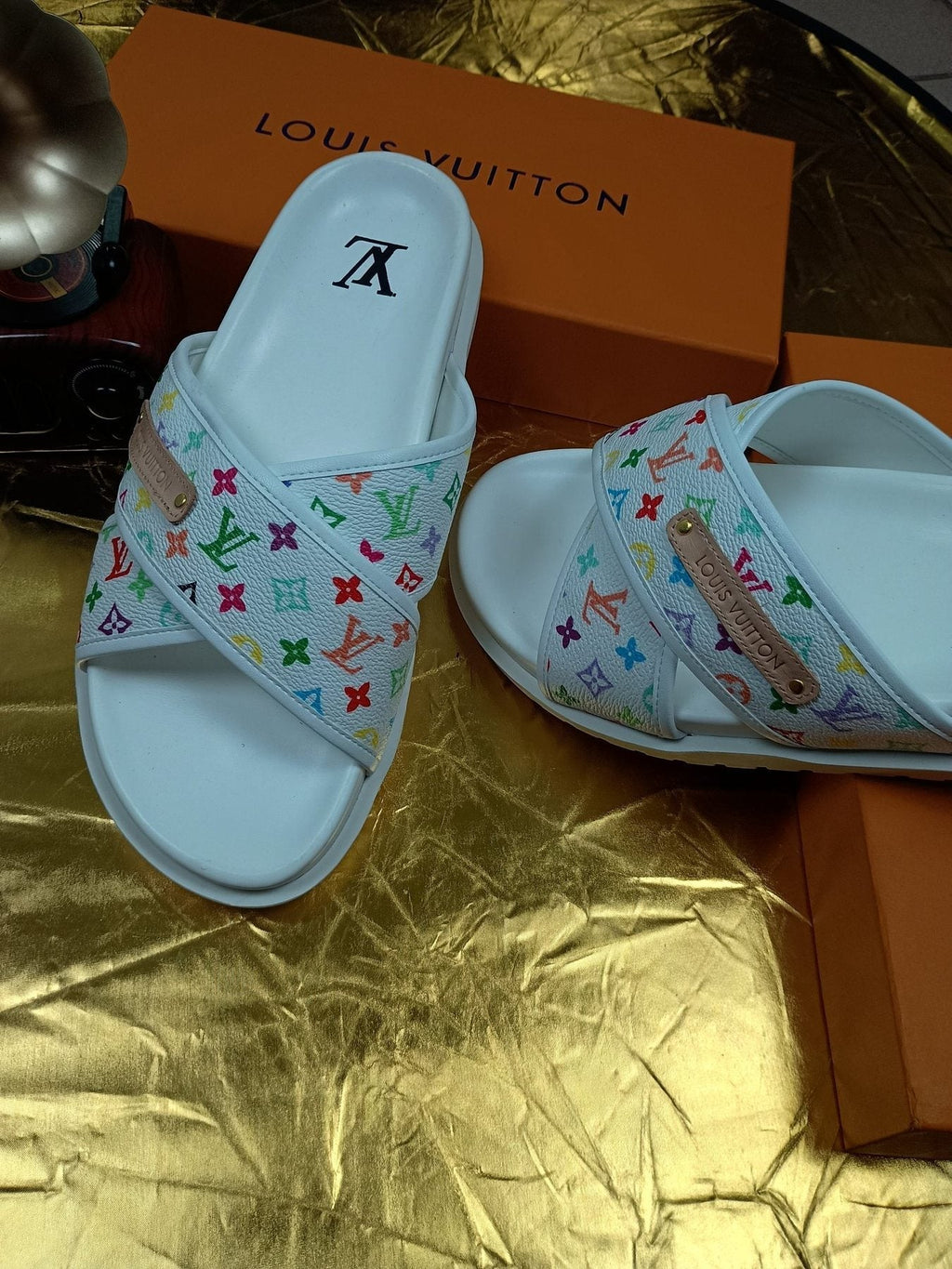 Louis Vuitton Multicolor Monogram Slide Sandals