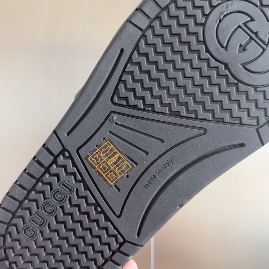 Gucci Monogram Double-Strap Slide Sandals - Black and Beige Monogram