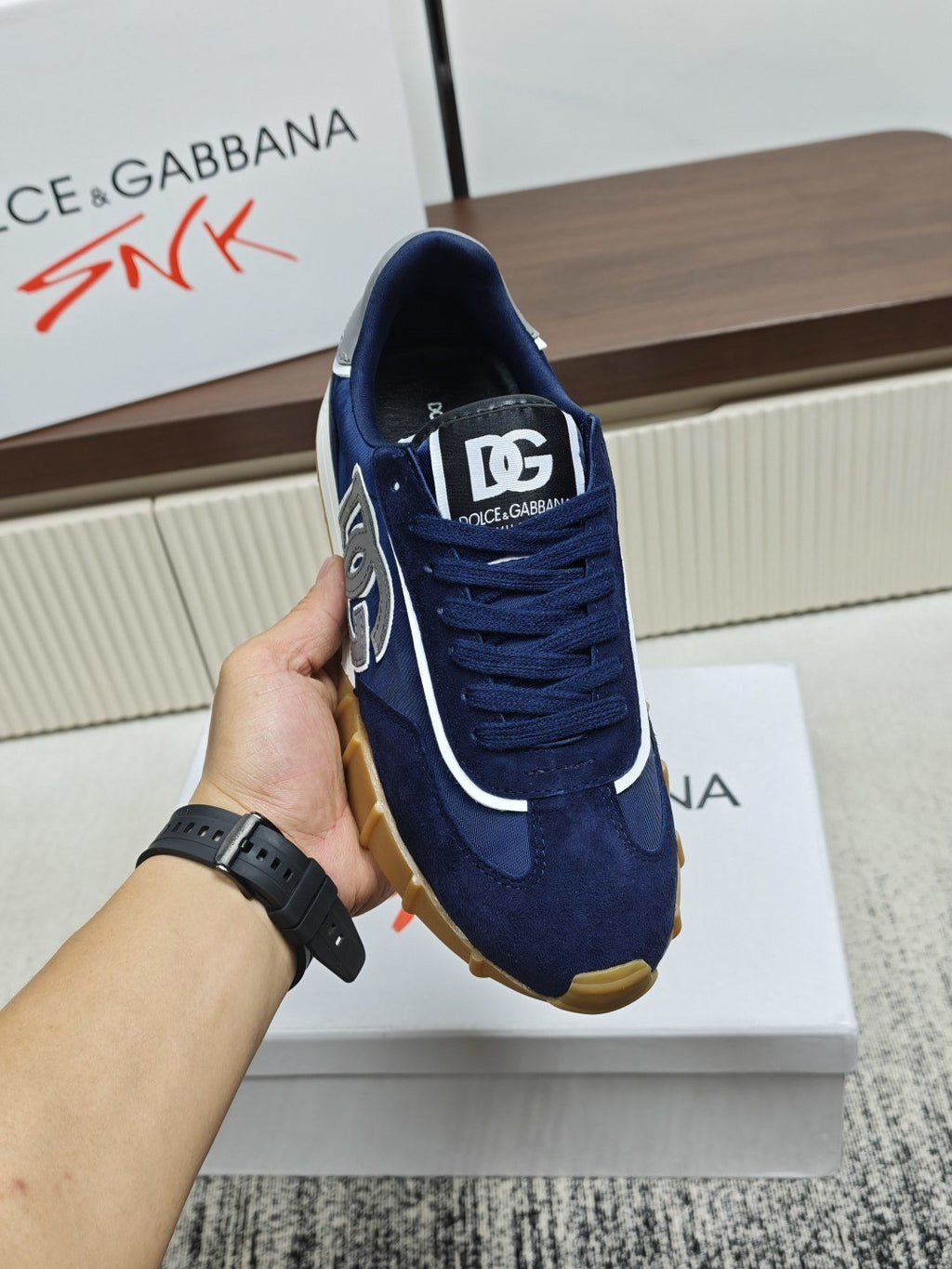 Dolce & Gabbana Navy Lace-Up Sneakers