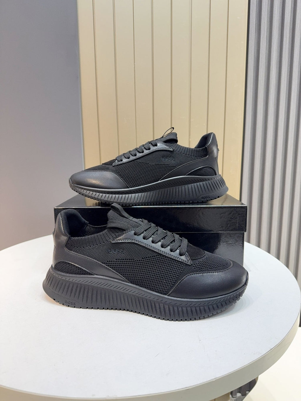 BOSS Black Mesh Running Shoes